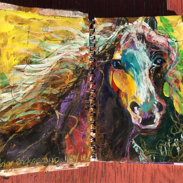 Mixed Media artwork of a horse by Julie the Artist